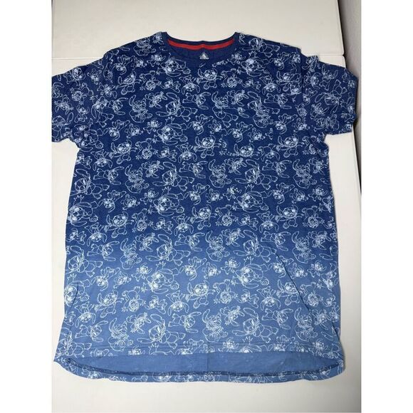 Disney Lilo & Stitch All Over Print T-Shirt Blue Ombre Size XL Cotton Blend - Picture 1 of 9